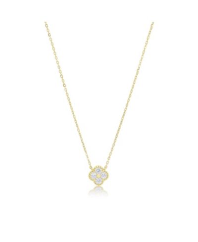 The Lovery Ожерелье CZ Single Clover, позолоченное серебро 14K Gold-Plated Sterling Silver