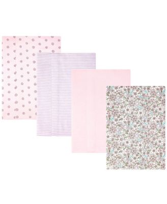 Набор пеленок Hudson Baby Girl Cotton Poly Flannel 4-Pack, Outline Floral