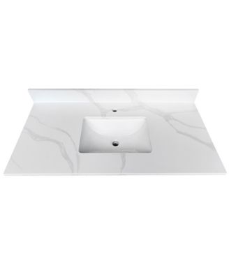 Столешница для ванной Sillysis с раковиной, стиль Carrara, 4" Backsplash, 1 отверстие для смесителя, 31/37/43 Inch, современный дизайн