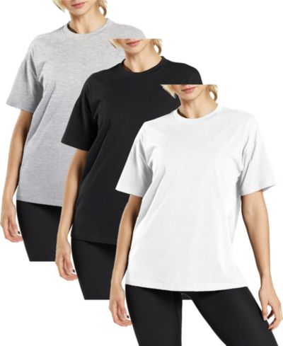 Blue Ice Women's Loose Fit Short Sleeve Crew Neck Solid Tee- 3 Pack