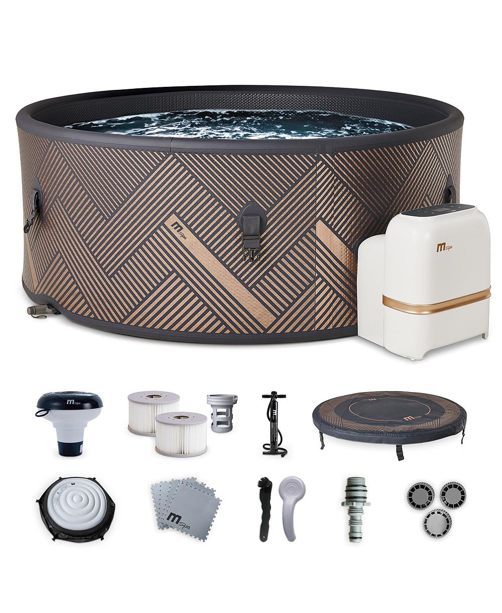 MSpa Round Inflatable Bubble Massage Spa, 4 to 6 Person Outdoor Hot Tub, Mono