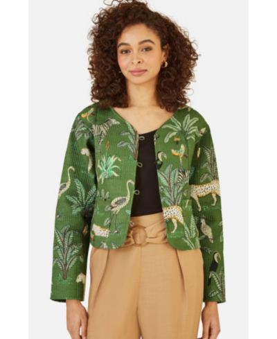 Женская укороченная стеганая куртка Yumi Animal Reversible Cropped Quilted Jacket