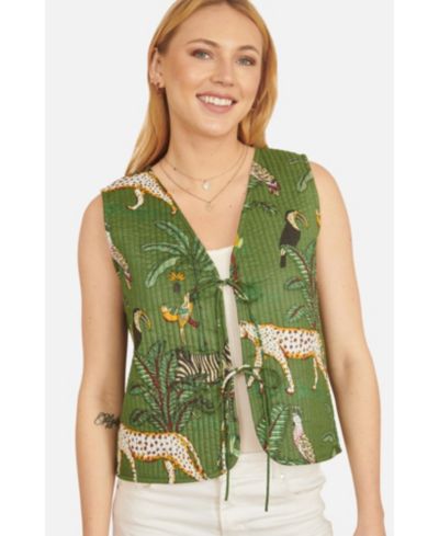 Yumi Women's Animal Reversible Cotton Quilted Jacket