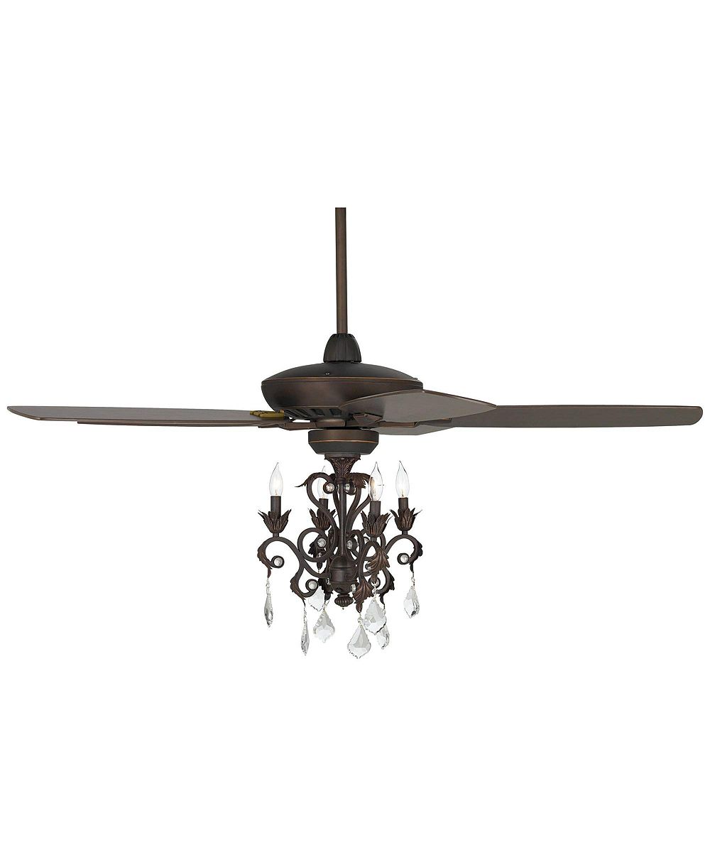 Casa Vieja 52 inch Indoor Ceiling Fan with Light LED Dimmable Remote Crystal Chandelier