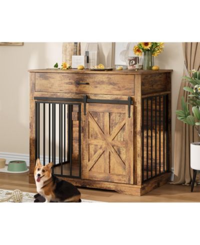 Мебель-клетка для собак gaomon Dog Crate Furniture с 2 ящиками и 4 полками, Extra Large Wooden End Table