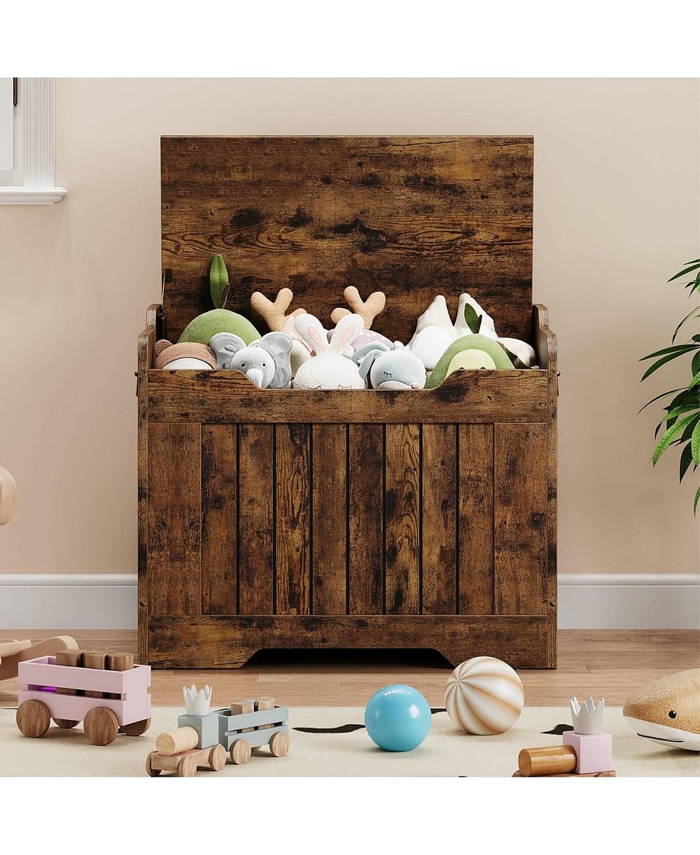 homfan Storage Chest and Toy Box with Safety Hinge, 350LBS Capacity, Entryway Bench for Living Room Playroom