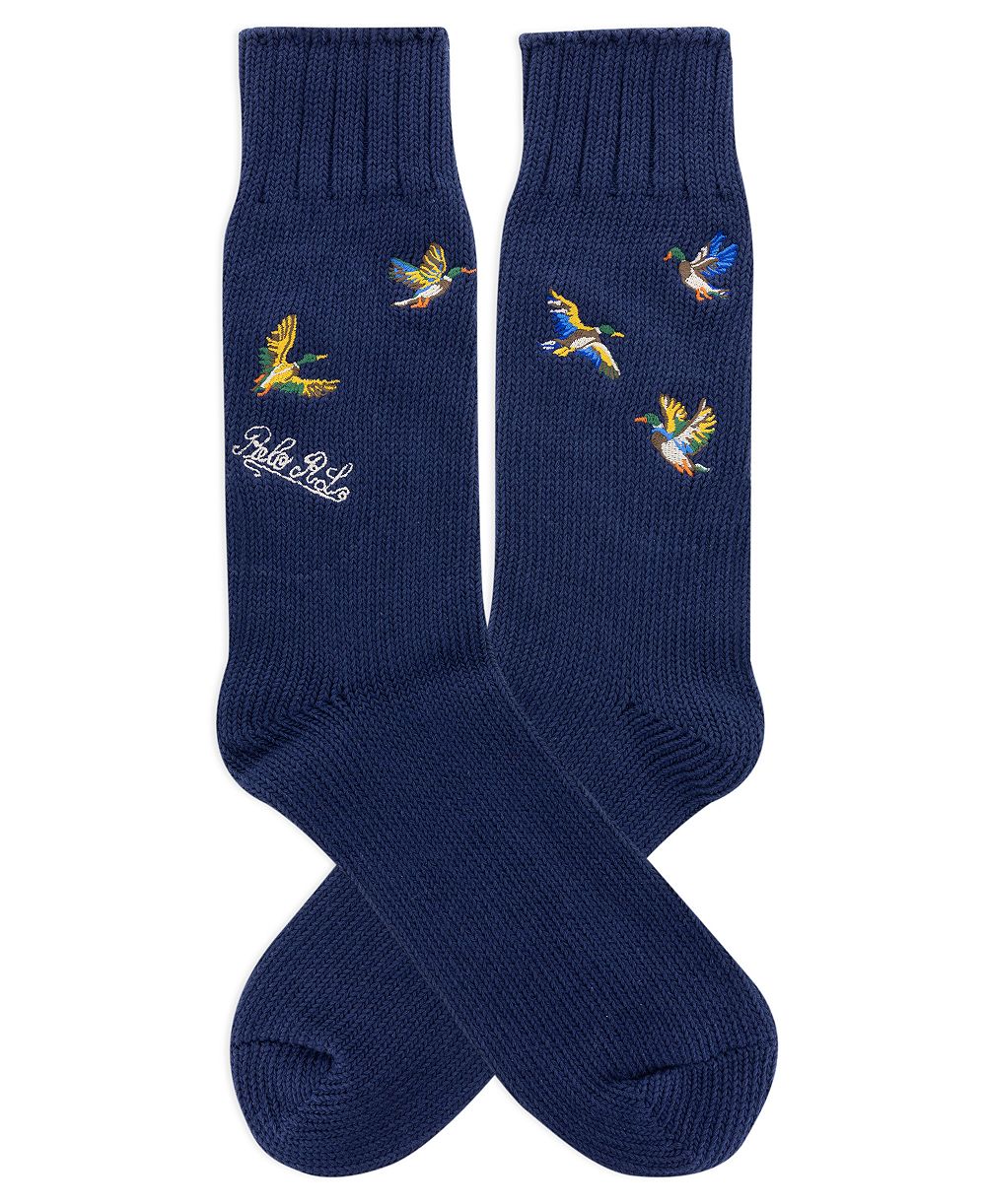 Polo Ralph Lauren Men's Embroidered Novelty Cotton-Blend Crew Socks with Reinforced Heel and Toe