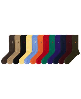 Polo Ralph Lauren Men's Signature Pony Crew Ribbed Dress Socks, 12-Pair