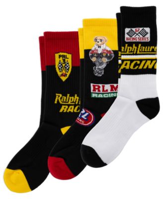 Polo Ralph Lauren мужские носки с поддержкой свода стопы и рифленой текстурой с медведем, набор из 3 пар