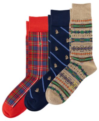 Polo Ralph Lauren Men's Novelty Slack Fair Isle and Plaid Crew Socks, 3-Pack
