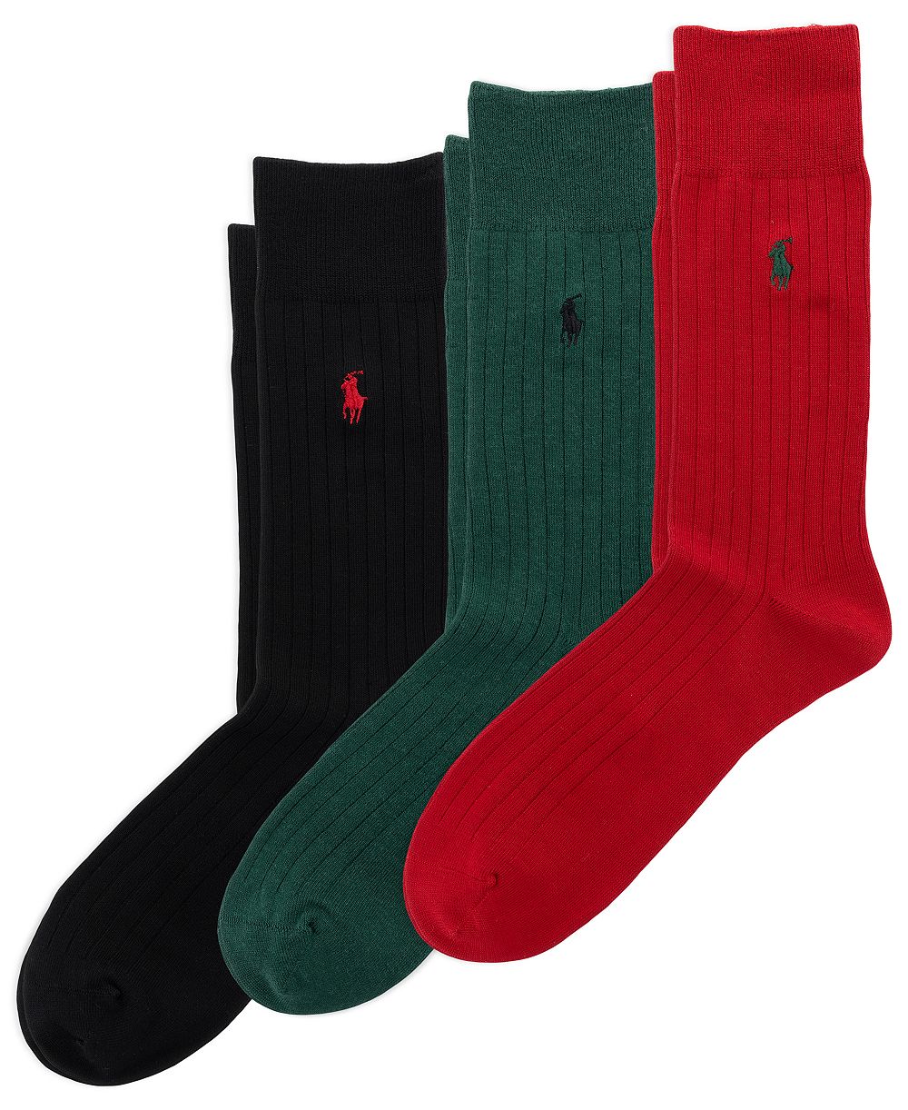 Polo Ralph Lauren Men's Soft Touch Ribbed Dress Socks, 3-Pack