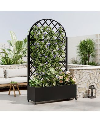 Металлическая приподнятая садовая грядка Streamdale Furniture 73" с решеткой, дренажем и колесами с замком