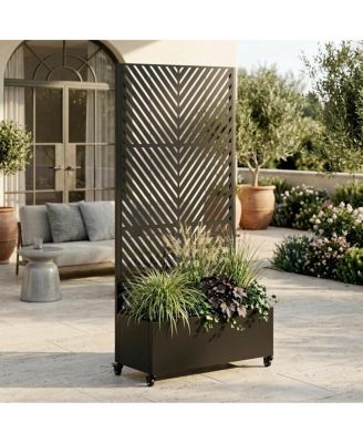 Металлическая приподнятая садовая грядка Streamdale Furniture с решеткой, 73"x35"x16" на колесах