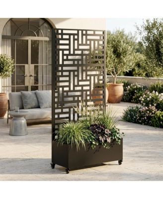 Streamdale Furniture Metal Raised Garden Bed with Trellis, Drainage, and Wheels (73"x35"x16)
