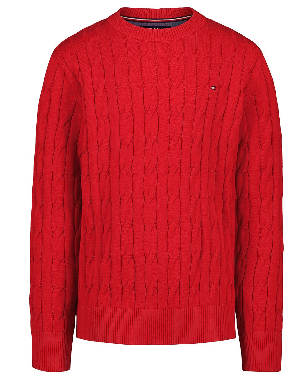 Tommy Hilfiger Boys' 8-20 Cable-Knit Crewneck Sweater