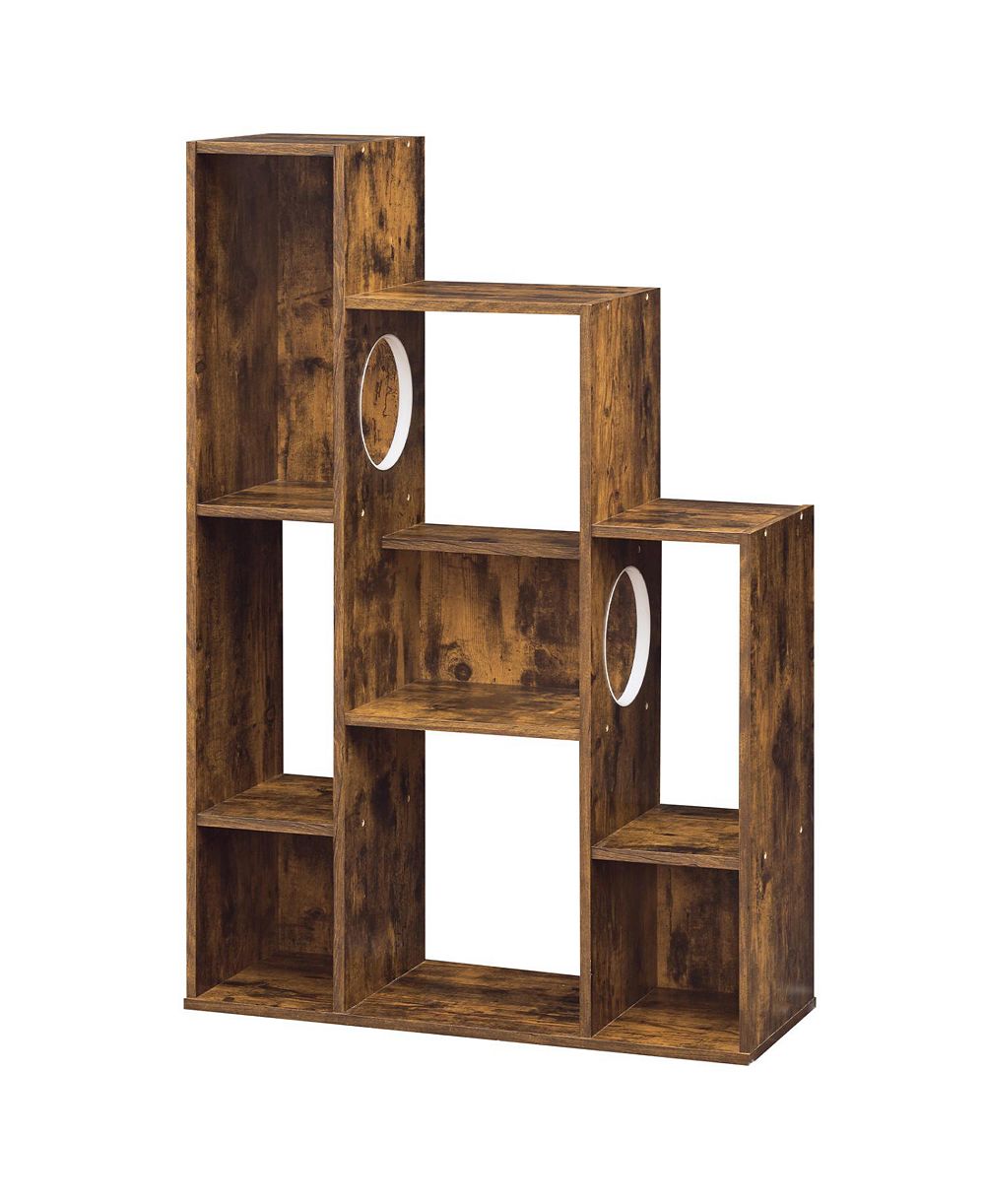 COZITO Modern Cat Bookshelf Cat Tree 8-Section Storage Cabinet with 2 Round Holes