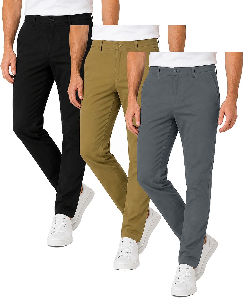 Blu Rock Men's Woven Stretch Slim-Fit Pants, 3-Pack