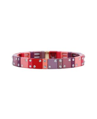 The Lovery Mauve Domino Stretch Bracelet 14K Gold-Plated Over Brass 8 millimeters