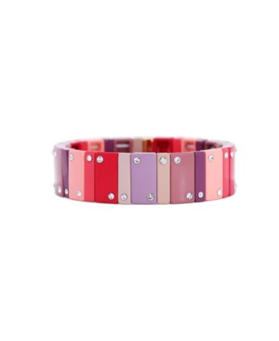 The Lovery Mauve Domino Stretch Bracelet 14K Gold-Plated Over Brass 16 millimeters
