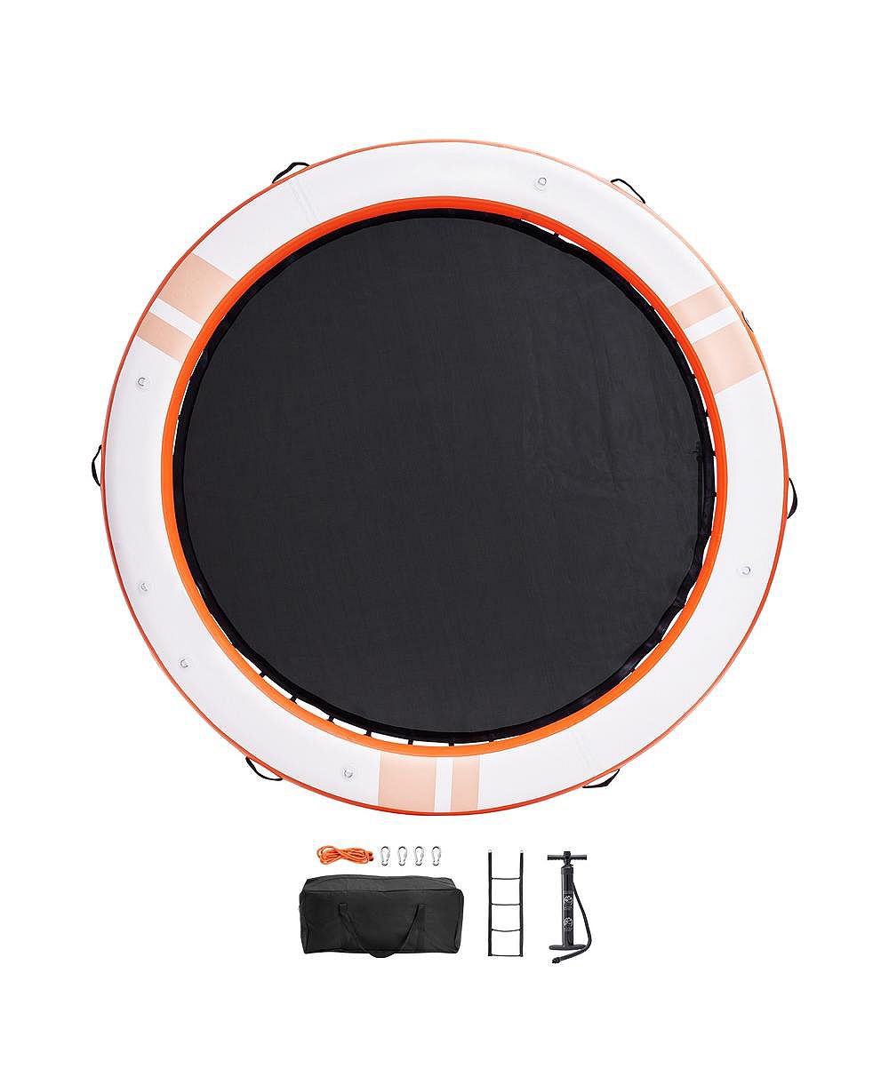 SUGIFT Inflatable Floating Dock 8 ft Round with 5 ft Trampoline Mesh Pool and Ladder