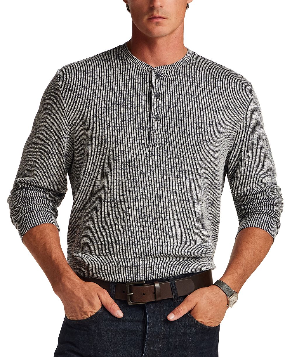 Vintage & Black Men's Vertical Texture Mixy Henley T-Shirt