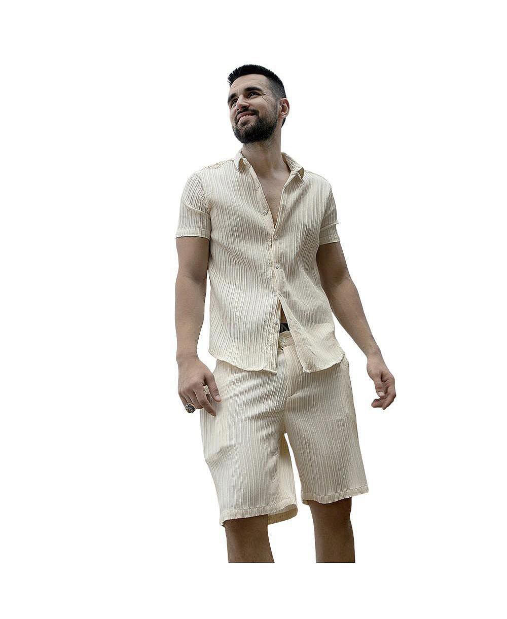 Campus Sutra Мужской Pale Self-Design Striped Co-Ord Set