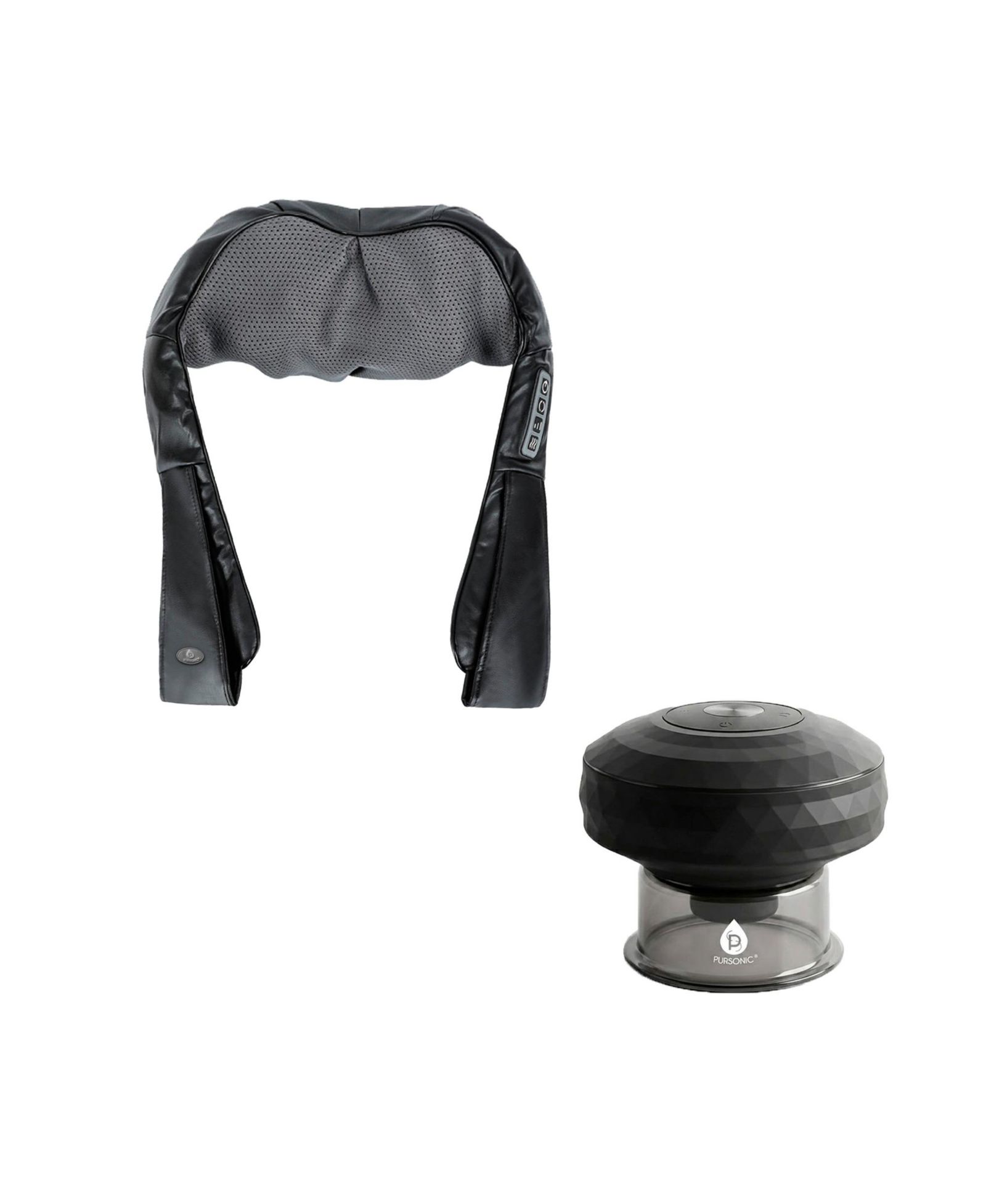PURSONIC Rechargeable Cupping Therapy Device and 3D Shiatsu Electric Back Massager with Heat