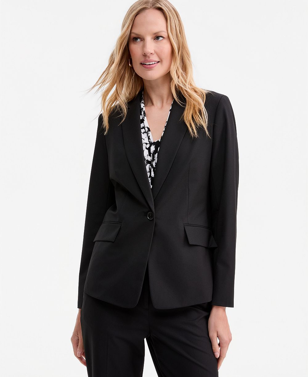 Kasper Women's Machine Washable One-Button Blazer, Regular & Petite