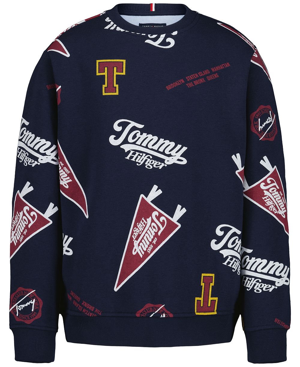 Мужская кофта Tommy Hilfiger для мальчиков 4-20 лет с принтом и круглым вырезом, свободный крой