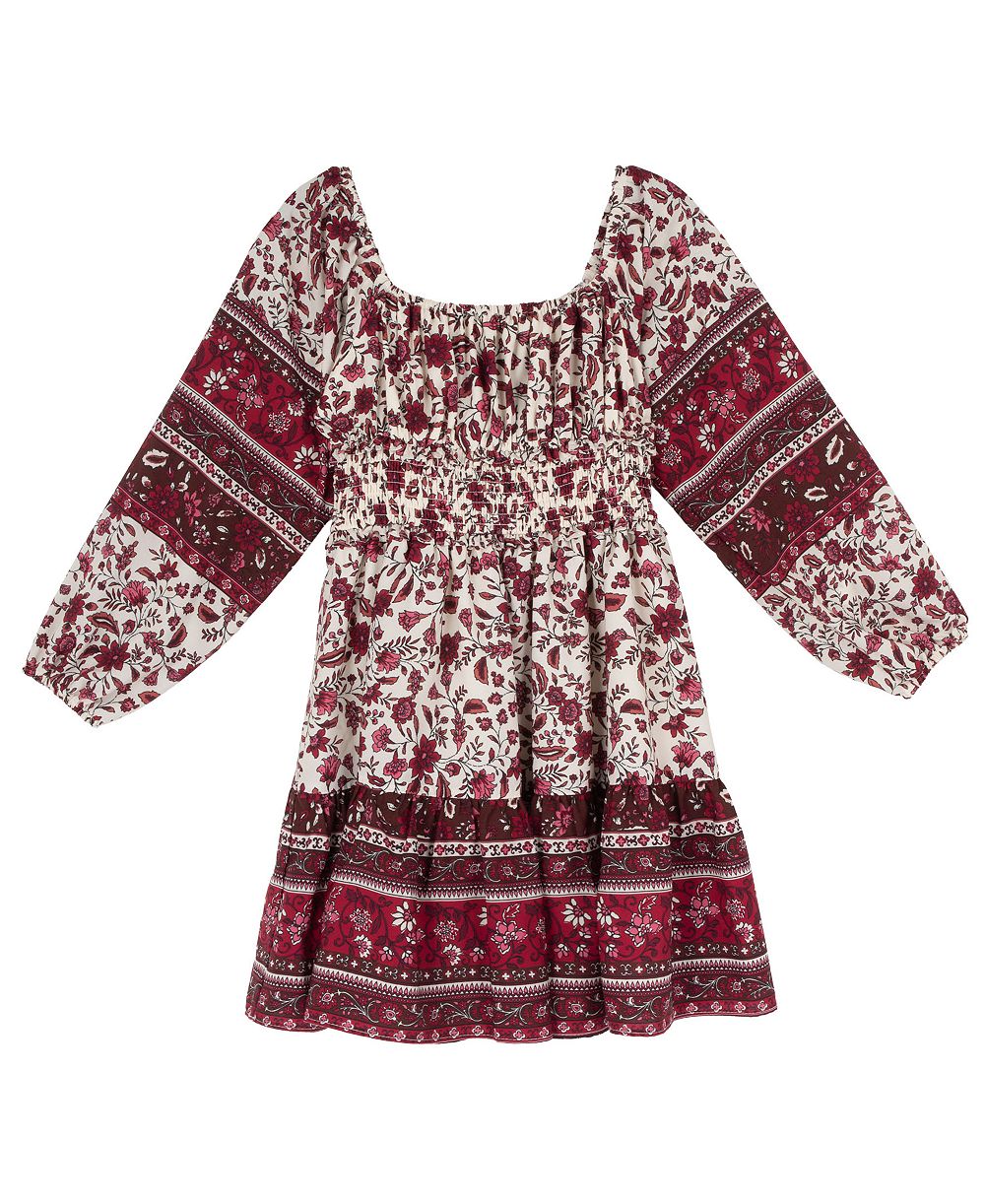 Детское платье Rare Editions Smocked Waist Long-Sleeve, 7-16