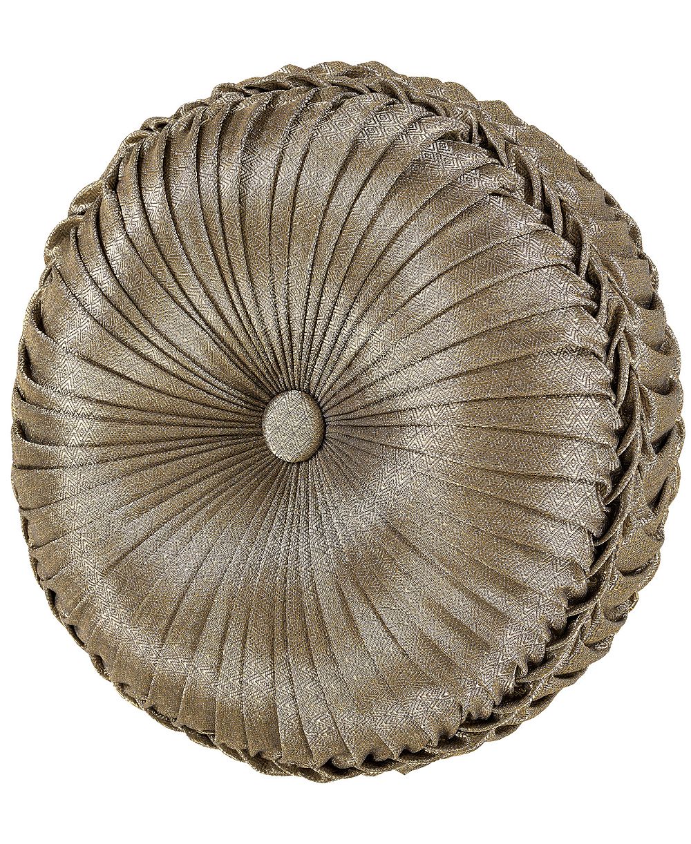 J Queen New York Glimmerstone Tufted Round Decorative Pillow, 15" Round