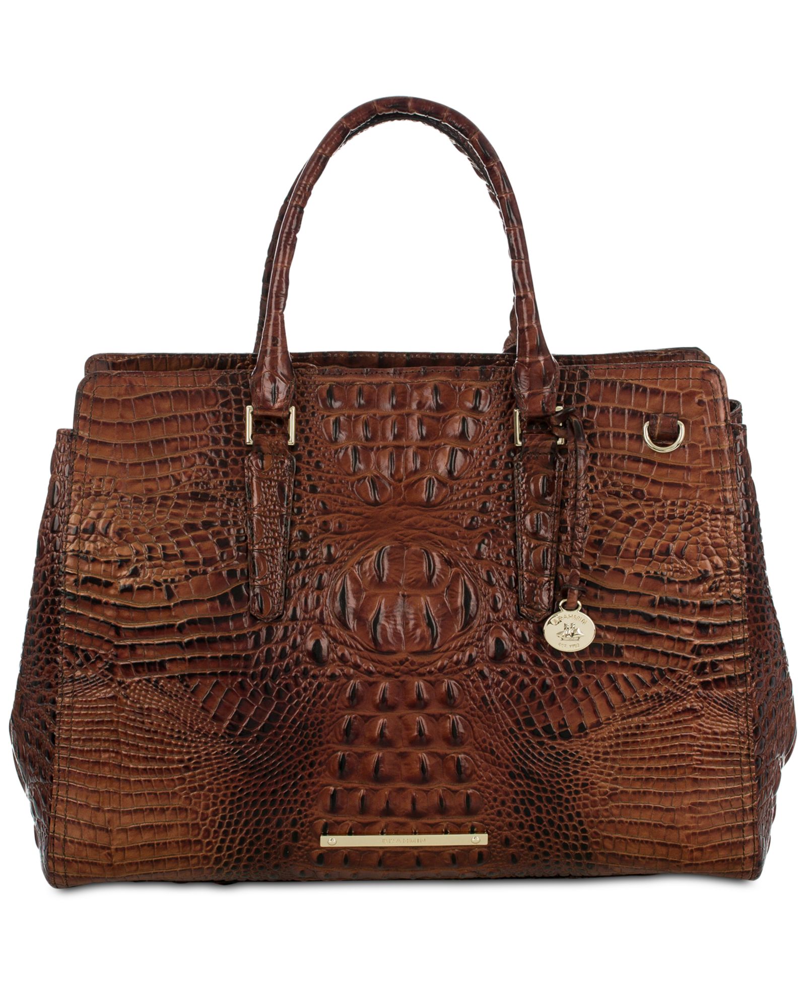 Brahmin Finley Large Leather Carryall Satchel Bag