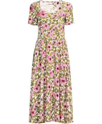 Lands' End Plus Size Silky Knit Sweetheart Midi Dress