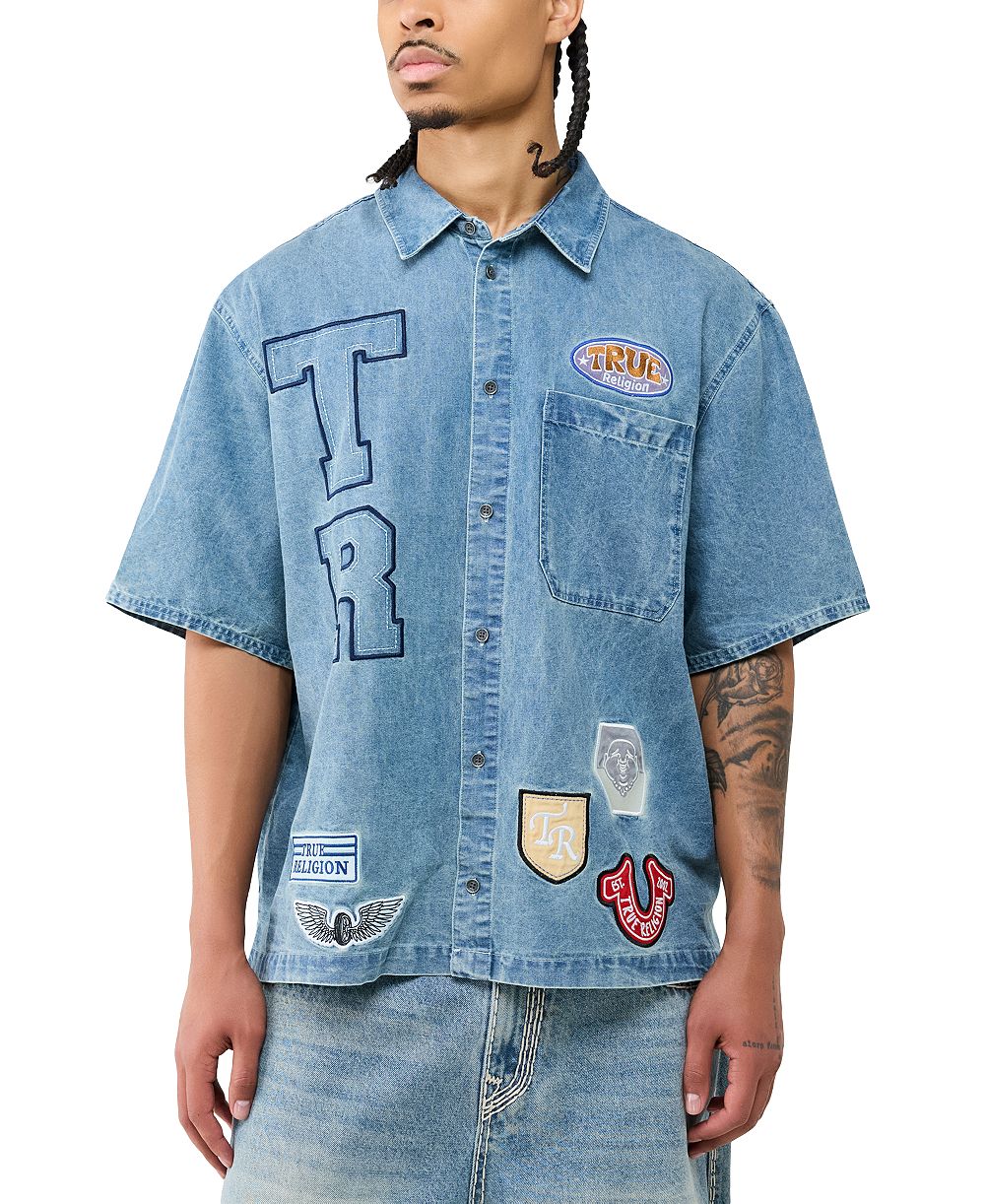 True Religion Men's Denim True Patchwork Shirt