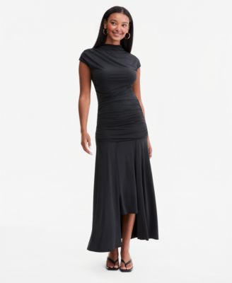 Bar III Women's Ruched Cap-Sleeve Midi Dress, Macy's Exclusive