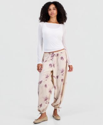 Женские брюки And Now This Women's Floral-Print Tie-Hem Balloon
