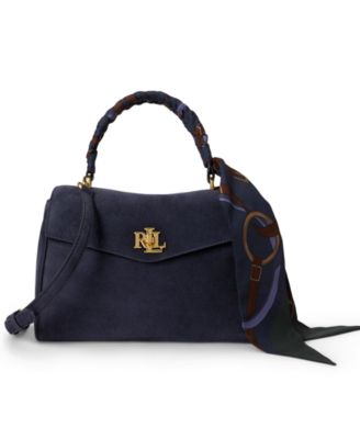 Lauren Ralph Lauren Farrah Suede Scarf Trim Small Soft Satchel Bag