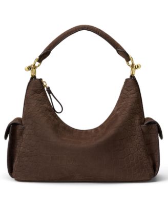 Маленькая сумка через плечо Lauren Ralph Lauren Blaike Suede Croc-Embossed