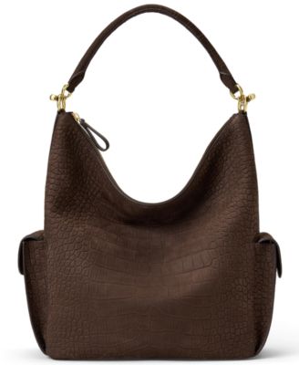 Сумка хобо Lauren Ralph Lauren Blaike Suede Croc-Embossed Medium