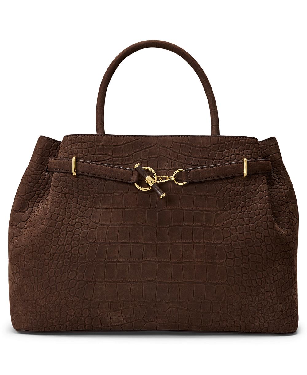 Lauren Ralph Lauren Embossed Nubuck Large Blaike Satchel Handbag