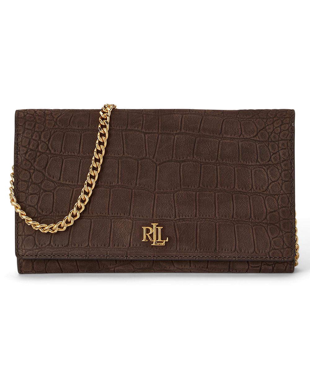 Lauren Ralph Lauren Crocodile-Embossed Medium Adair II Leather Crossbody Wallet