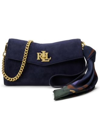 Lauren Ralph Lauren Scarf Trim Suede Small Crossbody Bag