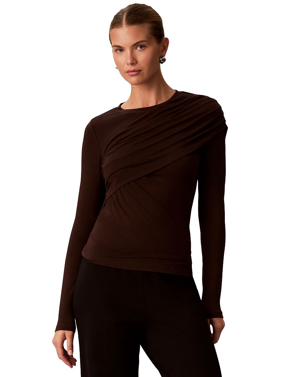 Calvin Klein Women's Long-Sleeve Wrap Rayon-Blend Sweater