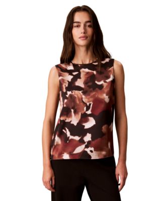 Calvin Klein Women's Sleeveless Crewneck Floral-Print Tank Top