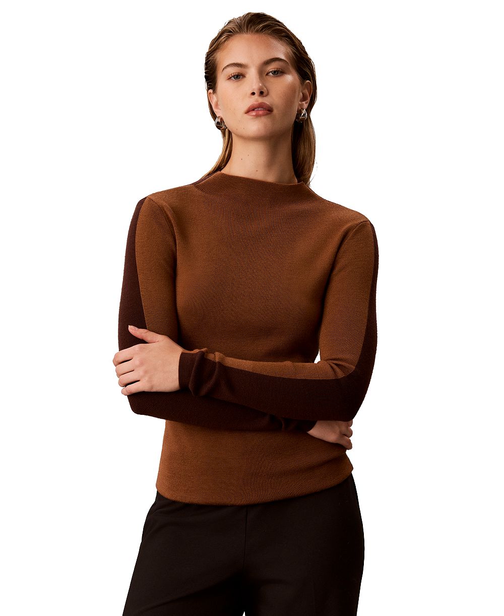 Calvin Klein Women's Half and Half Mock Neck Sweater