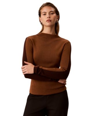 Calvin Klein женский свитер с воротником-стойкой в технике half and half