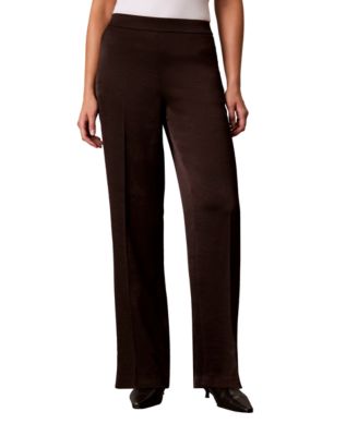 Calvin Klein Women's Pull-On Wide-Leg Satin Pants