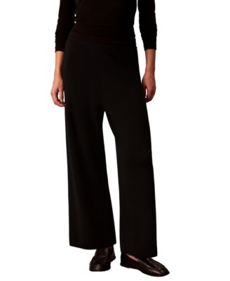 Calvin Klein Women's Pull-On High-Rise Wide-Leg Sweater Pants