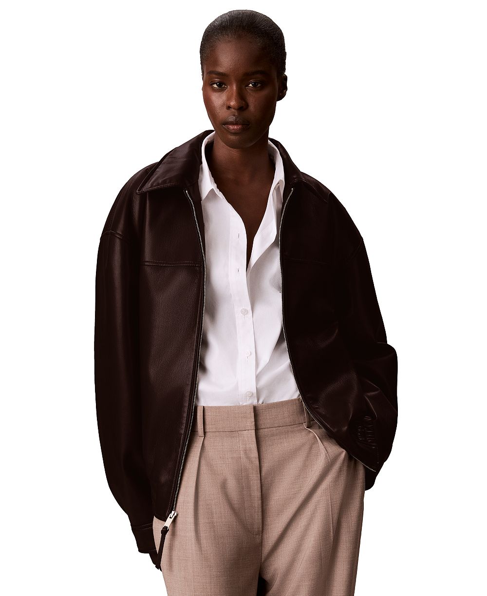 Женская бомбер куртка Calvin Klein Collared Faux Leather