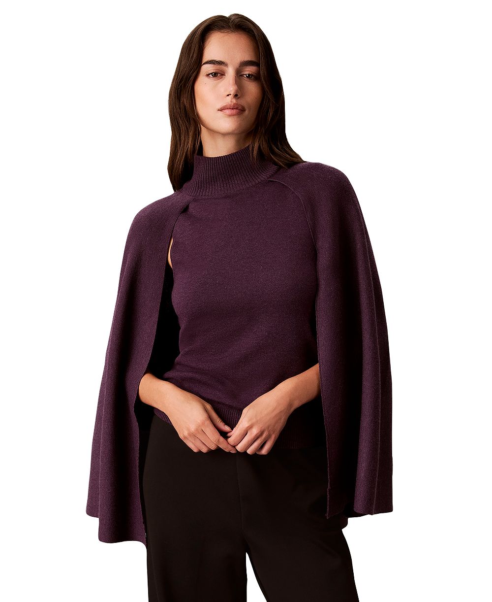 Calvin Klein Women's Mock Neck Cape Sleeveless Sweater